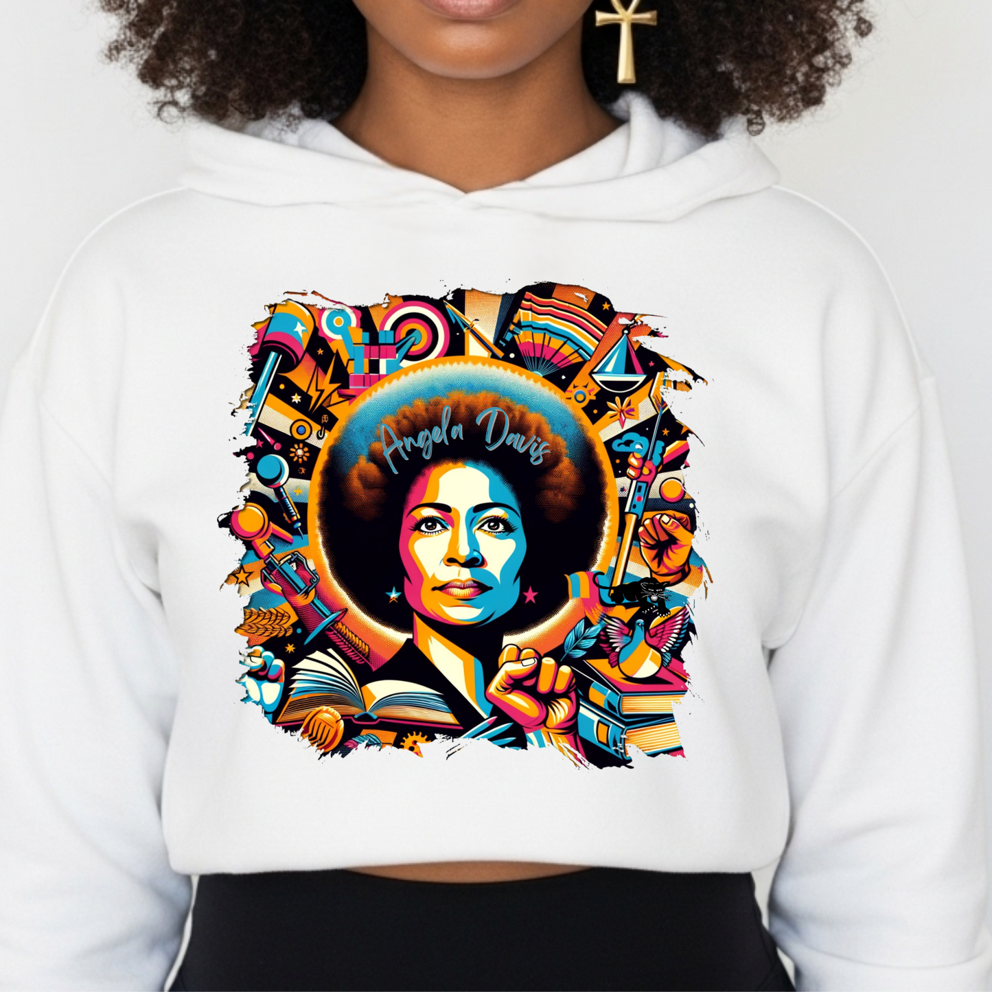 ANGELA DAVIS HOODIE - BOLD PRO-BLACK STATEMENT SWEATSHIRT
