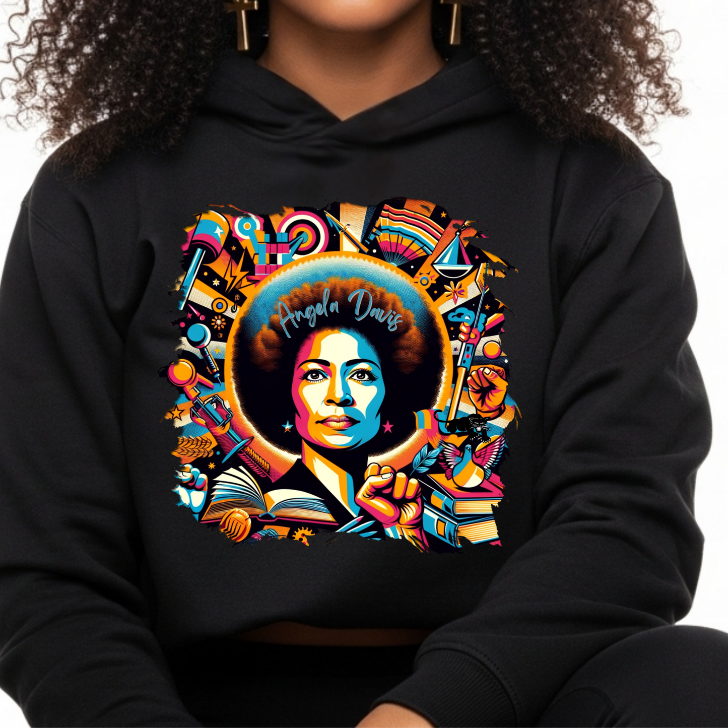 ANGELA DAVIS HOODIE - BOLD PRO-BLACK STATEMENT SWEATSHIRT