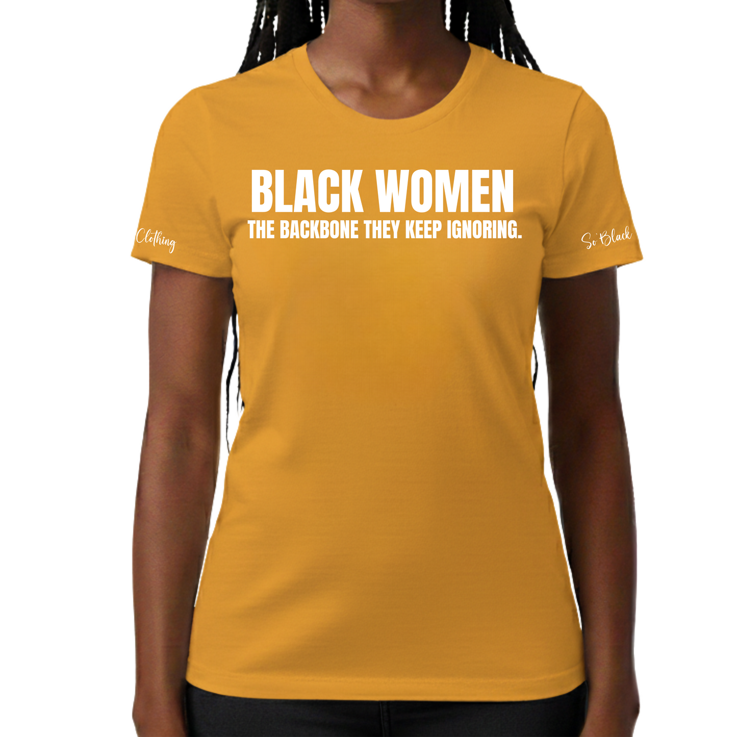 BLACK WOMEN BACKBONE TEE – BOLD STATEMENT T-SHIRT