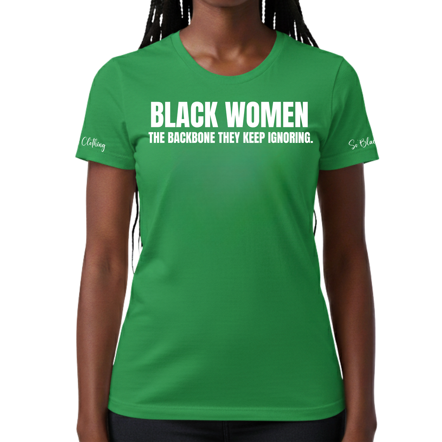 BLACK WOMEN BACKBONE TEE – BOLD STATEMENT T-SHIRT